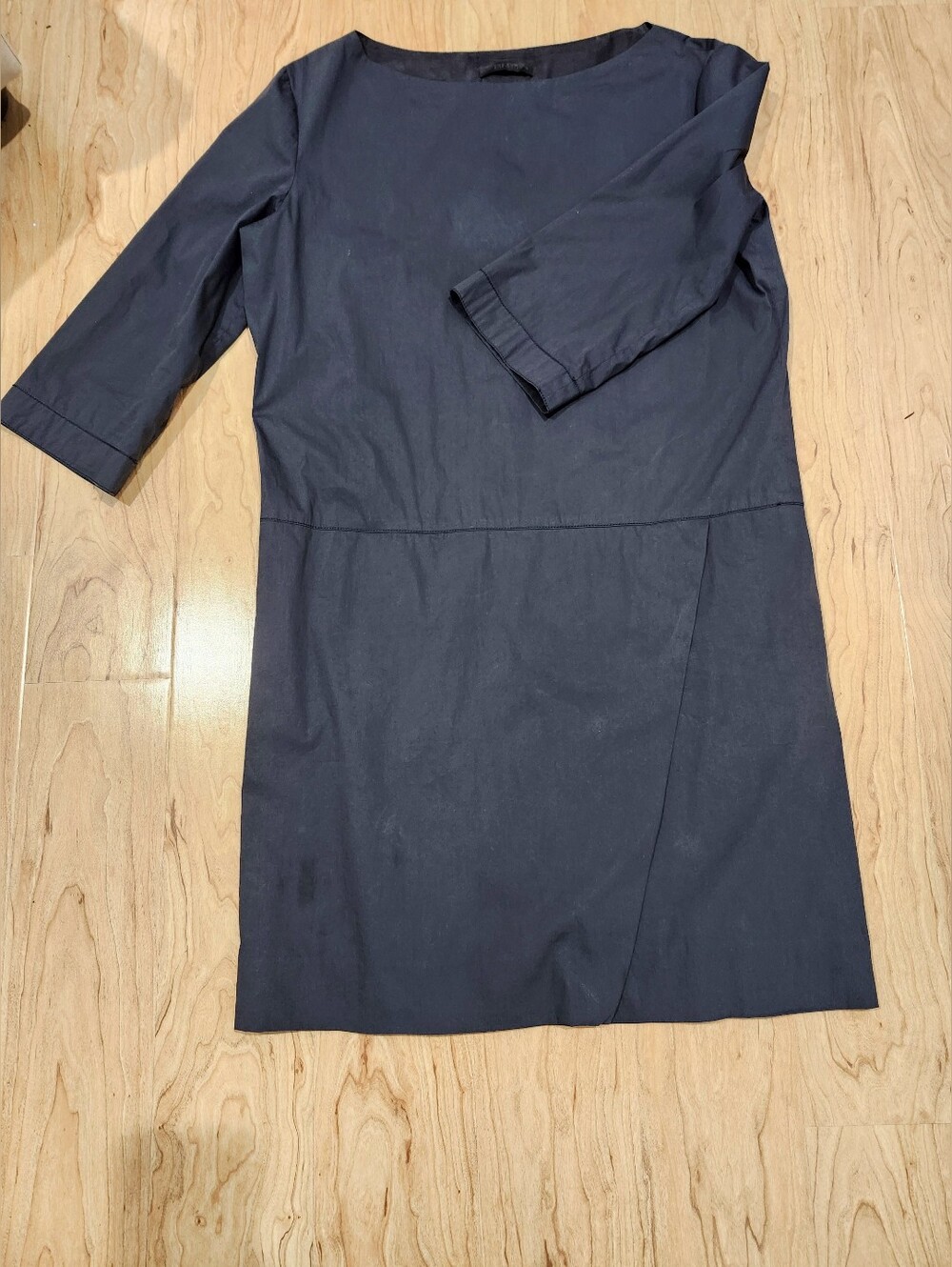 The Row Women's Black Midi Shift Dress with 3/4 Sleeves